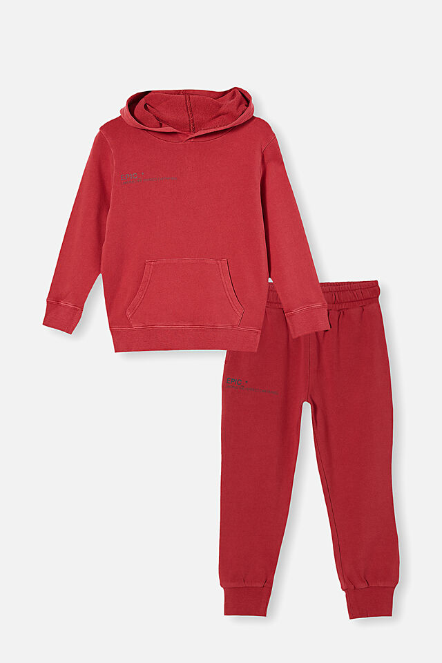 Hoodie and Trackpant Bundle, Fortune Red/ Epic
